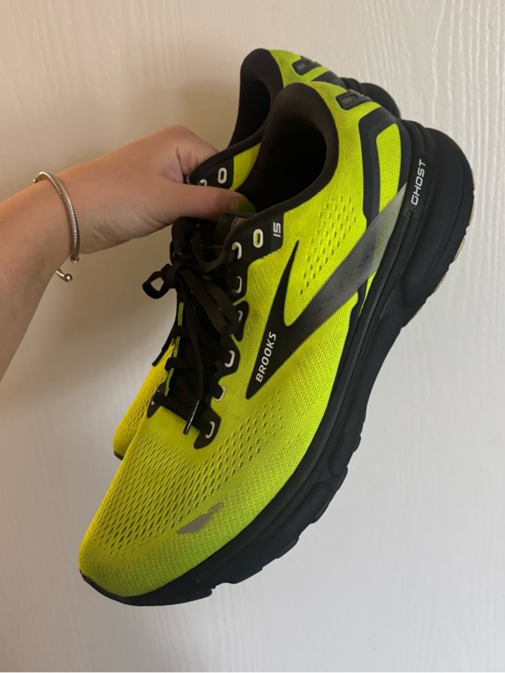 Brooks Ghost 15 Mens Running Shoes Lime Green Black Size 11.5 Cushioned
